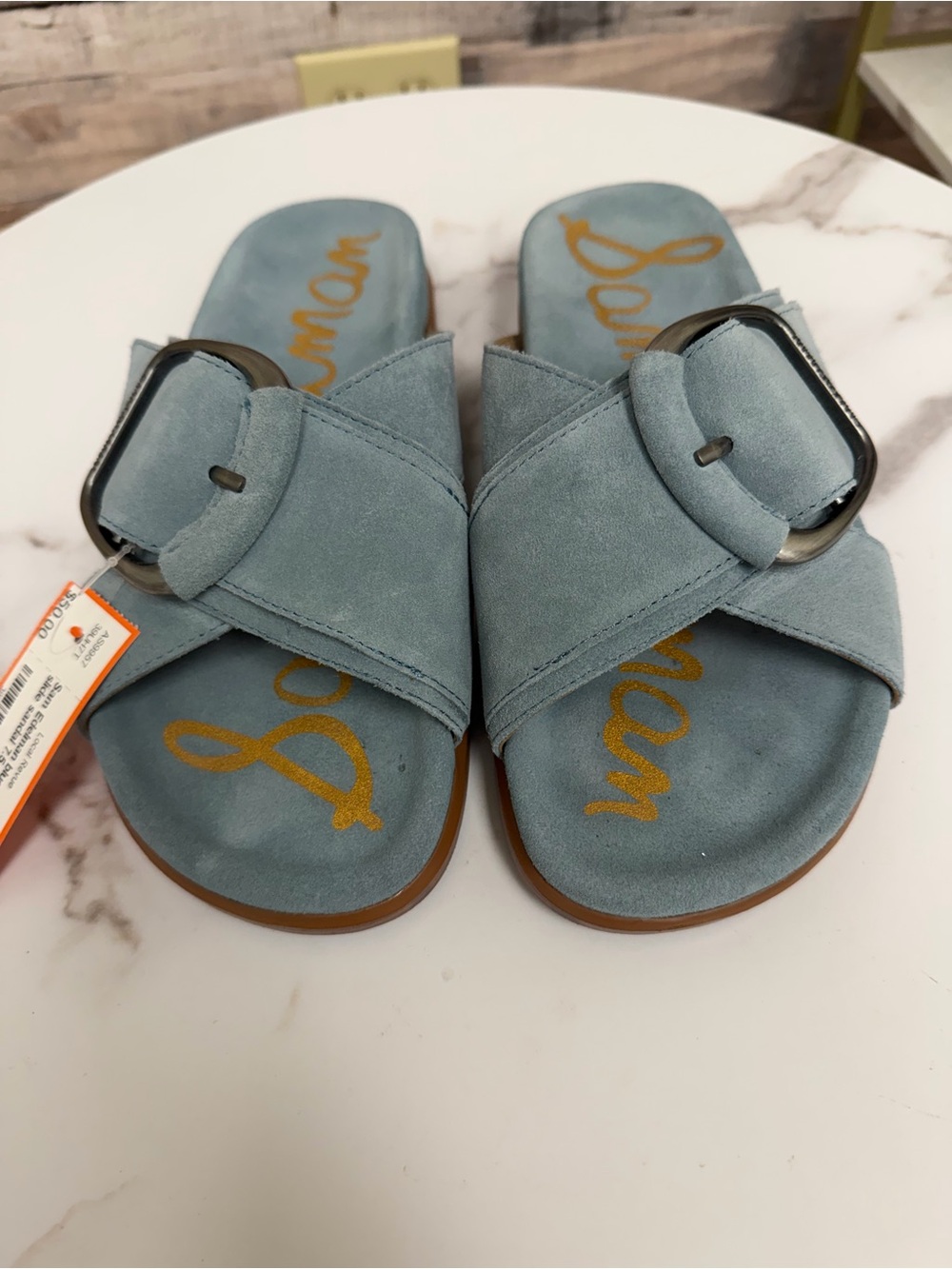 Sam Edelman blue darla suede slide sandal 7.5